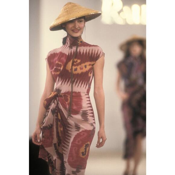 Vintage Ralph Lauren Purple Label Runway Ikat Silk Wrap Dress 1994 Southwestern - Picture 15 of 15